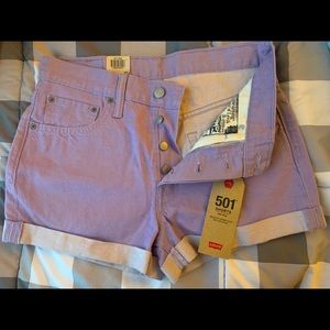 Levi’s 501 Denim Shorts Lilac Mid Rise Size W 28 Nwt